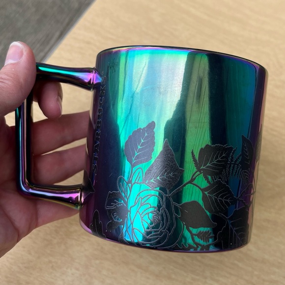 Starbucks 2020 Fall Black Iridescent Ceramic Rose 14 OZ Mug - Picture 11 of 16